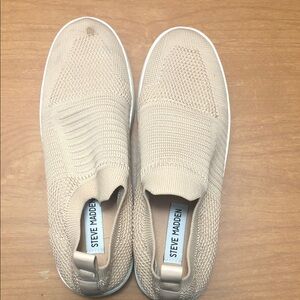 Steve Madden Slip-On Knit Loafers in Beige